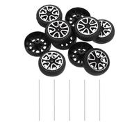 sourcing map 10pcs Toy Car Wheels, 30mmx9mm Plastic Roll and 2mmx100mm Shaft Round Rod Axles for DIY RC Car Truck Boat Helicopter Model Part, Silver Grey