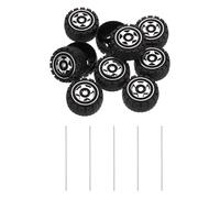 sourcing map 10pcs Toy Car Wheels, 32mmx15mm Plastic Roll and 2mmx100mm Shaft Round Rod Axles for DIY RC Car Truck Boat Helicopter Model Part, Silver Grey
