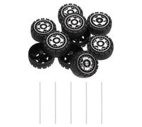 sourcing map 10pcs Toy Car Wheels, 38mmx16.5mm Plastic Roll and 2mmx100mm Shaft Round Rod Axles for DIY RC Car Truck Boat Helicopter Model Part, Silver Grey