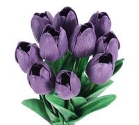 sourcing map 10pcs Tulips Artificial Flowers, Artificial Flowers Fake Tulip Stems Real Touch for Wedding Bouquet Centerpiece Table Party Decoration (Deep Purple)