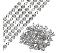 sourcing map 10Pcs Upholstery Tacks Strips, 1Meter Flower Decorative Nail Trims for Sofa Headboard Chair Furniture with Upholstery Nails (11mm Silver)