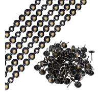 sourcing map 10Pcs Upholstery Tacks Strips, 1Meter Glossy Decorative Nail Trims for Sofa Headboard Chair Furniture with Upholstery Nails (11mm Black-Gold)