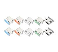 sourcing map 10Pcs USB3.1 Type C Female Socket Connector Jack Port, 16Pin DIP 90 Degree Repair Replacement Adapter for Electronics Power Jack Port DIY Projects,Orange, Blue, White, Green, Black