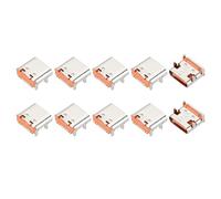 sourcing map 10Pcs USB3.1 Type C Female Socket Connector Jack Port, 16Pin DIP 90 Degree Repair Replacement Adapter for Electronics Power Jack Port DIY Projects, Orange