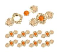 sourcing map 10Pcs Vintage Flower Sewing Button with Gems, Cloak Clasp Fasteners Hooks and Eyes Cardigan Clip for Cheongsam Han Suit Shawl Decoration, Orange