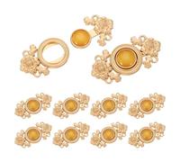 sourcing map 10Pcs Vintage Sewing Button with Round Gems, Cloak Clasp Fasteners Flower Hooks and Eyes Cardigan Clip for Sweater Cheongsam Shawl, Yellow