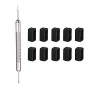 sourcing map 10pcs Watch Strap Loop 14mm Rubber Watch Holder Fastener Rings Retainer with Spring Bar Tool for Watch Band Repair, Black