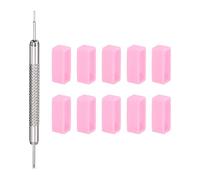sourcing map 10pcs Watch Strap Loop 16mm Rubber Watch Holder Fastener Rings Retainer with Spring Bar Tool for Watch Band Repair, Pink