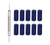 sourcing map 10pcs Watch Strap Loop 16mm Rubber Watch Holder Fastener Rings Retainer with Spring Bar Tool for Watch Band Repair, Navy Blue
