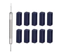 sourcing map 10pcs Watch Strap Loop 20mm Rubber Watch Holder Fastener Rings Retainer with Spring Bar Tool for Watch Band Repair, Dark Blue