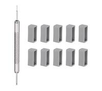 sourcing map 10pcs Watch Strap Loop 20mm Rubber Watch Holder Fastener Rings Retainer with Spring Bar Tool for Watch Band Repair, Grey
