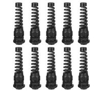 sourcing map 10Pcs Waterproof Cable Gland, M16 Nylon Spiral Strain Pigtail Cord Joint with Gasket for 4-8mm Wire Thread Cable Fixing and Appliances, Black