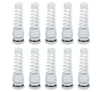 sourcing map 10Pcs Waterproof Cable Gland, M20 Nylon Spiral Strain Pigtail Cord Joint with Gasket for 10-13mm Wire Thread Cable Fixing and Appliances, White