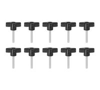 sourcing map 10pcs Wing Knobs M5 x 35mm Male Thread Plastic Tee Stud Knobs T Threaded Handles Hand Clamping Tightening Thumb Screws Thumbscrew, Black