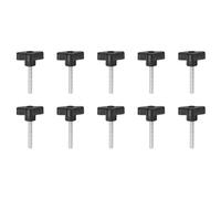sourcing map 10pcs Wing Knobs M6 x 40mm Male Thread Plastic Tee Stud Knobs T Threaded Handles Hand Clamping Tightening Thumb Screws Thumbscrew, Black