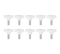 sourcing map 10pcs Wing Knobs M8 x 12mm Male Thread Plastic Tee Stud Knobs T Threaded Handles Hand Clamping Tightening Thumb Screws Thumbscrew, White