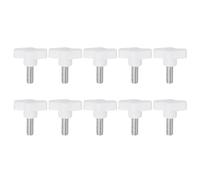 sourcing map 10pcs Wing Knobs M8 x 20mm Male Thread Plastic Tee Stud Knobs T Threaded Handles Hand Clamping Tightening Thumb Screws Thumbscrew, White