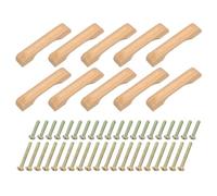 sourcing map 10Pcs Wood Drawer Pulls Handles, 96mm/3.78" Hole Spacing Beech Wood Bridge-Shape Cabinets Drawer Knobs Pull Handles for Kitchen Cabinets Dresser Furniture