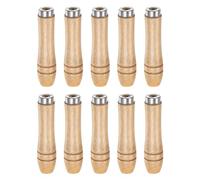 sourcing map 10pcs Wooden File Handle 3.54 Inch Round Hole Ergonomic Handles with Metal Collar for 4" - 6" Metal Files