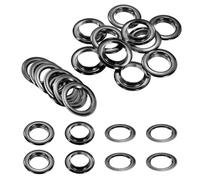 sourcing map 10Set Grommets Eyelets 25mm 1 Inch Brass Eyelets Kit with Washers for Fabric Curtain Tarps Leather Belt Shoes Bag DIY, Black