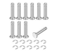 sourcing map 10Set M3x14mm 304 Stainless Steel Cylindrical Shaft Snap Ring Locating Pin, Flat Head Grooved Hinge Cylinder Position Pin with E Clip Retaining Ring, Silver