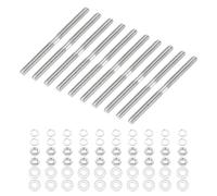 sourcing map 10Set M3x45mm Double Ended Stud Screws, 304 Stainless Steel Dual Threaded Rod Bar Bolts Studs with Nut Washer for House Maintenance Structural Anchoring Fastening Screw