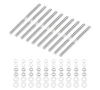 sourcing map 10Set M3x50mm Double Ended Stud Screws, 304 Stainless Steel Dual Threaded Rod Bar Bolts Studs with Nut Washer for House Maintenance Structural Anchoring Fastening Screw