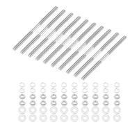 sourcing map 10Set M3x60mm Double Ended Stud Screws, 304 Stainless Steel Dual Threaded Rod Bar Bolts Studs with Nut Washer for House Maintenance Structural Anchoring Fastening Screw