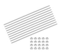 sourcing map 10Set M4-0.7x200mm Fully Threaded Rods, Threaded Rods Bar Studs with Nuts, 304 Stainless Steel Long Thread Screws Hardware for U-Bolts, Anchors, Clamps, Hangers, Silver