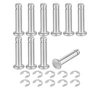sourcing map 10Set M4x18mm 304 Stainless Steel Cylindrical Shaft Snap Ring Locating Pin, Flat Head Grooved Hinge Cylinder Position Pin with E Clip Retaining Ring, Silver