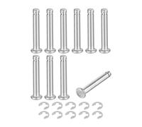 sourcing map 10Set M4x25mm 304 Stainless Steel Cylindrical Shaft Snap Ring Locating Pin, Flat Head Grooved Hinge Cylinder Position Pin with E Clip Retaining Ring, Silver