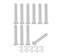 sourcing map 10Set M4x30mm 304 Stainless Steel Cylindrical Shaft Snap Ring Locating Pin, Flat Head Grooved Hinge Cylinder Position Pin with E Clip Retaining Ring, Silver