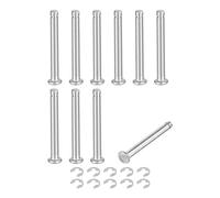sourcing map 10Set M4x35mm 304 Stainless Steel Cylindrical Shaft Snap Ring Locating Pin, Flat Head Grooved Hinge Cylinder Position Pin with E Clip Retaining Ring, Silver