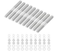 sourcing map 10Set M4x35mm Double Ended Stud Screws, 304 Stainless Steel Dual Threaded Rod Bar Bolts Studs with Nut Washer for House Maintenance Structural Anchoring Fastening Screw
