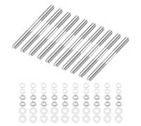 sourcing map 10Set M4x50mm Double Ended Stud Screws, 304 Stainless Steel Dual Threaded Rod Bar Bolts Studs with Nut Washer for House Maintenance Structural Anchoring Fastening Screw