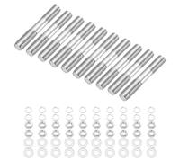 sourcing map 10Set M5x35mm Double Ended Stud Screws, 304 Stainless Steel Dual Threaded Rod Bar Bolts Studs with Nut Washer for House Maintenance Structural Anchoring Fastening Screw
