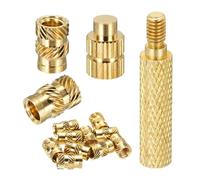 sourcing map 10Set M6 Heat Threaded Inserts with Soldering Tip, 8mm OD, 12mm Height, Brass Nut Rod Inserts Knurled for 3D Printing Component Plastic Part
