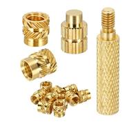sourcing map 10Set M6 Heat Threaded Inserts with Soldering Tip, 8mm OD, 8mm Height, Brass Nut Rod Inserts Knurled for 3D Printing Component Plastic Part