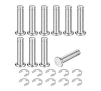 sourcing map 10Set M6x25mm 304 Stainless Steel Cylindrical Shaft Snap Ring Locating Pin, Flat Head Grooved Hinge Cylinder Position Pin with E Clip Retaining Ring, Silver