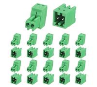 sourcing map 10Set PCB Terminal Block, 125V 4A Male&Female 2 Pin 2.54mm Distance PCB Screw Mount Terminal Block Connector for Industrial Use, Electronic Projects, Green