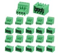 sourcing map 10Set PCB Terminal Block, 125V 4A Male&Female 4 Pin 2.54mm Distance PCB Screw Mount Terminal Block Connector for Industrial Use, Electronic Projects, Green