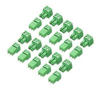 sourcing map 10Set PCB Terminal Block, 300V 8A Male&Female 2 Pin 3.81mm Distance PCB Screw Mount Terminal Block Connector for Industrial Use, Electronic Projects, Green