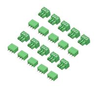 sourcing map 10Set PCB Terminal Block, 300V 8A Male&Female 3 Pin 3.81mm Distance PCB Screw Mount Terminal Block Connector for Industrial Use, Electronic Projects, Green