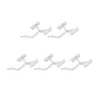 sourcing map 10Set Ribbon Crimp Clamp Ends with Lobster Claw Clasps & Extension Chain, 20mm Cord End Clasps for DIY Craft Making, Silver White