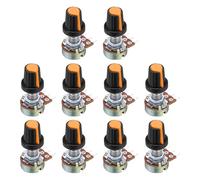 sourcing map 10Set WH148 B100K Ohm Potentiometer Kit, 3Pins Variable Resistors Single Linear Taper Rotary Potentiometer with Orange Rotary Knobs and Nuts, Washers