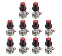 sourcing map 10Set WH148 B100K Ohm Potentiometer Kit, 3Pins Variable Resistors Single Linear Taper Rotary Potentiometer with Red Rotary Knobs and Nuts, Washers