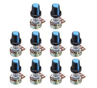 sourcing map 10Set WH148 B100K Ohm Potentiometer Kit, 3Pins Variable Resistors Single Linear Taper Rotary Potentiometer with Blue Rotary Knobs and Nuts, Washers