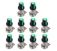 sourcing map 10Set WH148 B100K Ohm Potentiometer Kit, 3Pins Variable Resistors Single Linear Taper Rotary Potentiometer with Green Rotary Knobs and Nuts, Washers