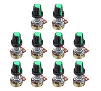 sourcing map 10Set WH148 B1K Ohm Potentiometer Kit, 3Pins Variable Resistors Single Linear Taper Rotary Potentiometer with Green Rotary Knobs and Nuts, Washers