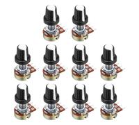 sourcing map 10Set WH148 B50K Ohm Potentiometer Kit, 3Pins Variable Resistors Single Linear Taper Rotary Potentiometer with White Rotary Knobs and Nuts, Washers